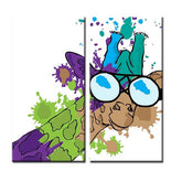 Painting by Numbers Art Comic Colorful Giraffe with Glasses 2-Panel